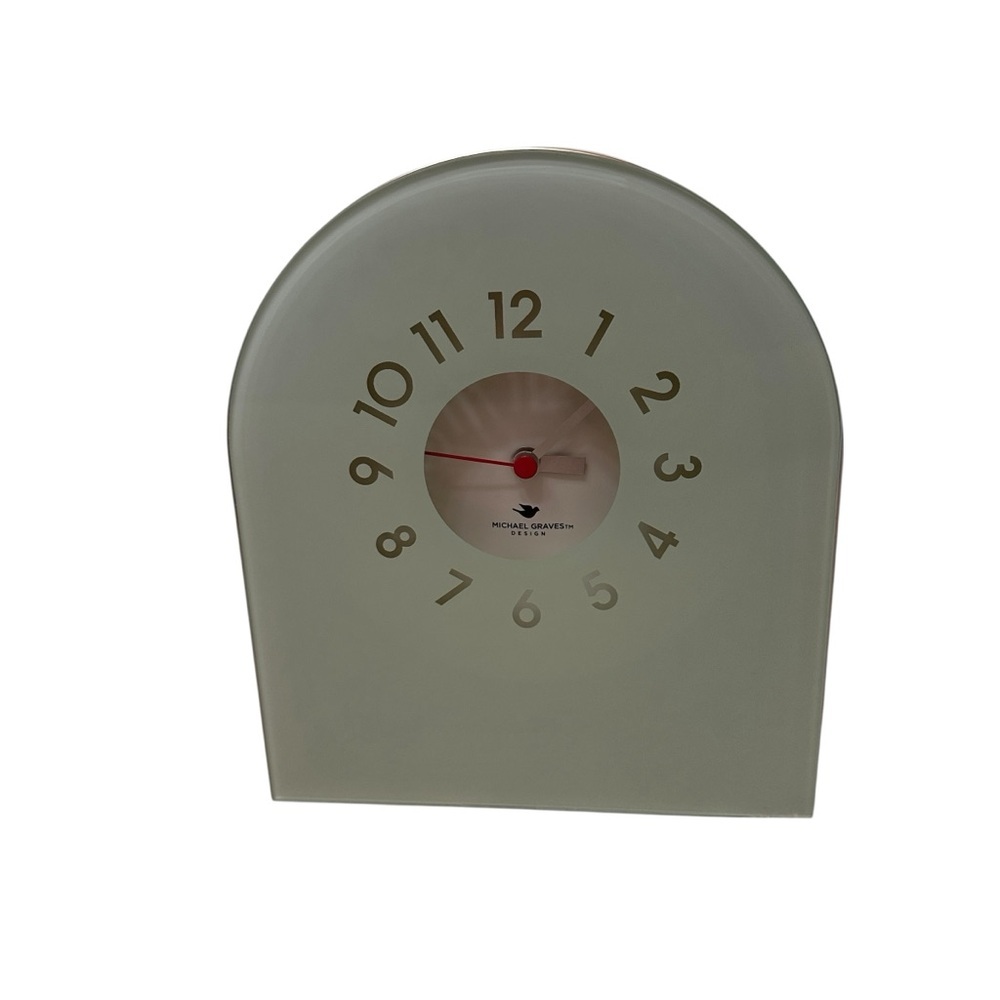 Micheal Graves Design MCM Glass Mantel Desk Battery Operated Analog Clock